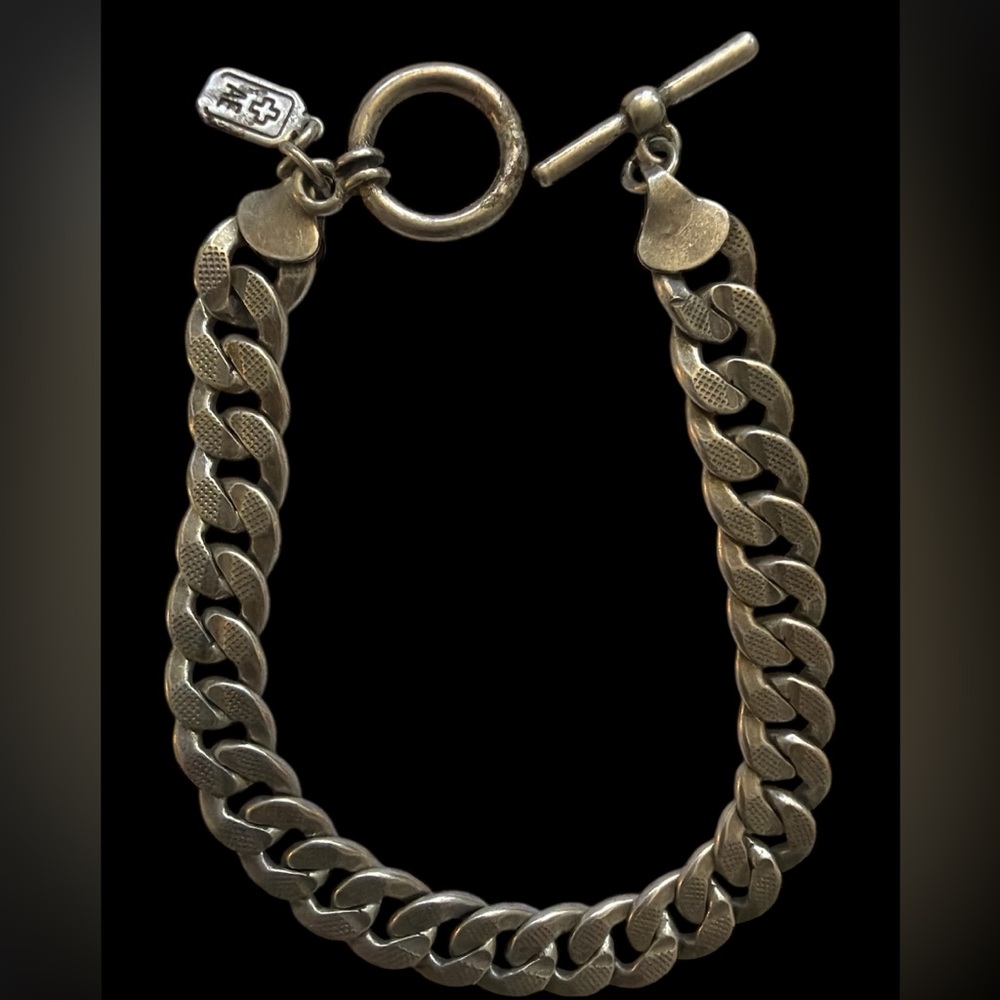 Silver Vintage Chain Bracelet with Toggle Clasp - Picture 3 of 7